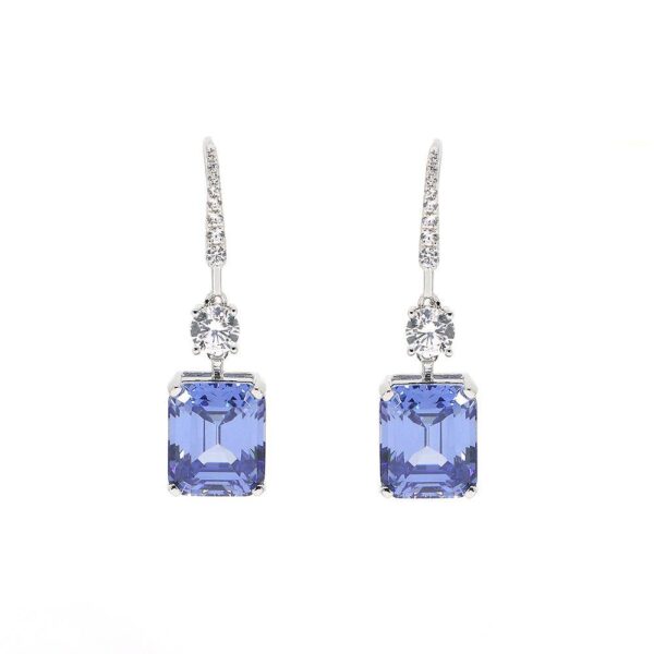 6CT Emerald Earrings with Tanzanite Blue Stone