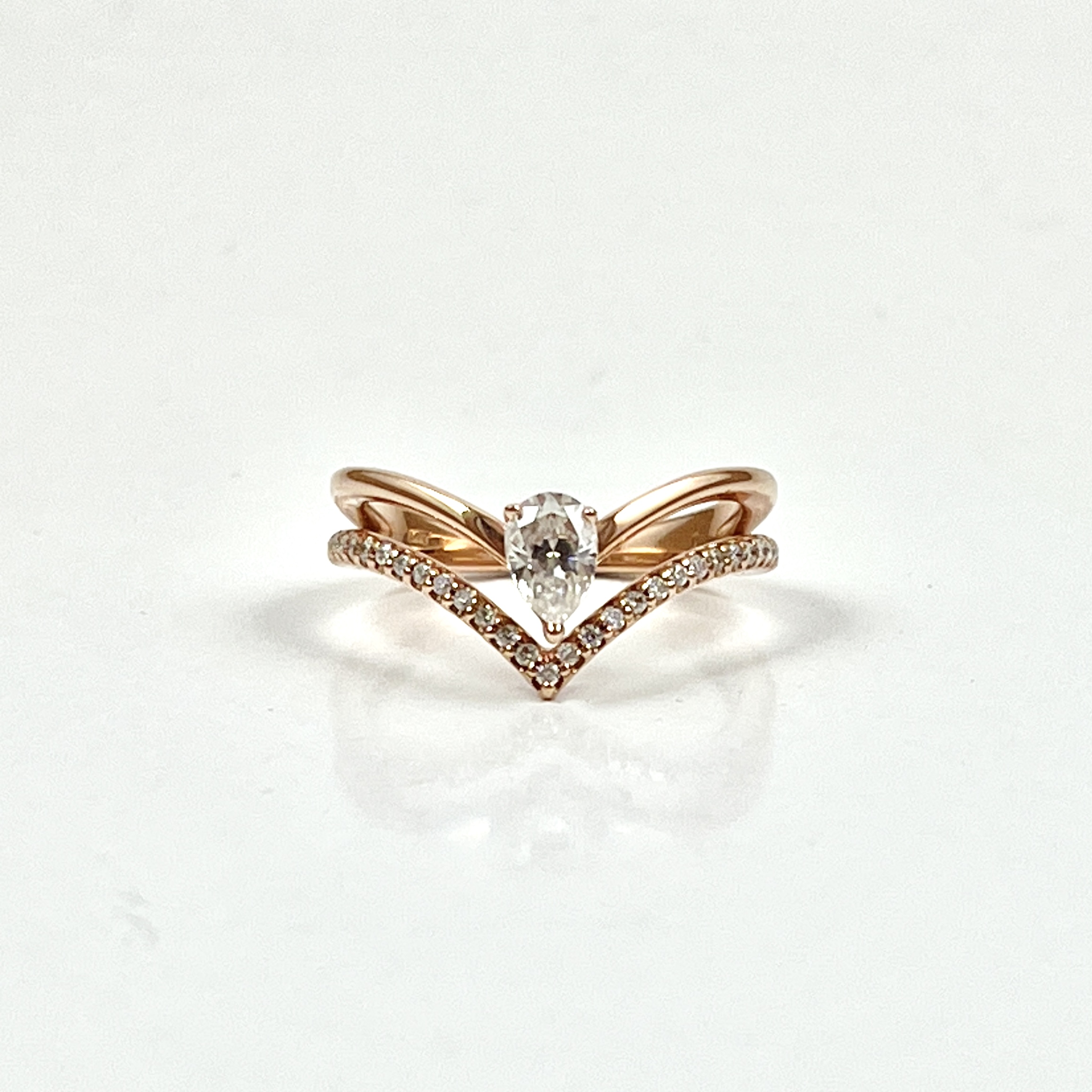 10KT Rose Gold with Pear Cut Moissanite